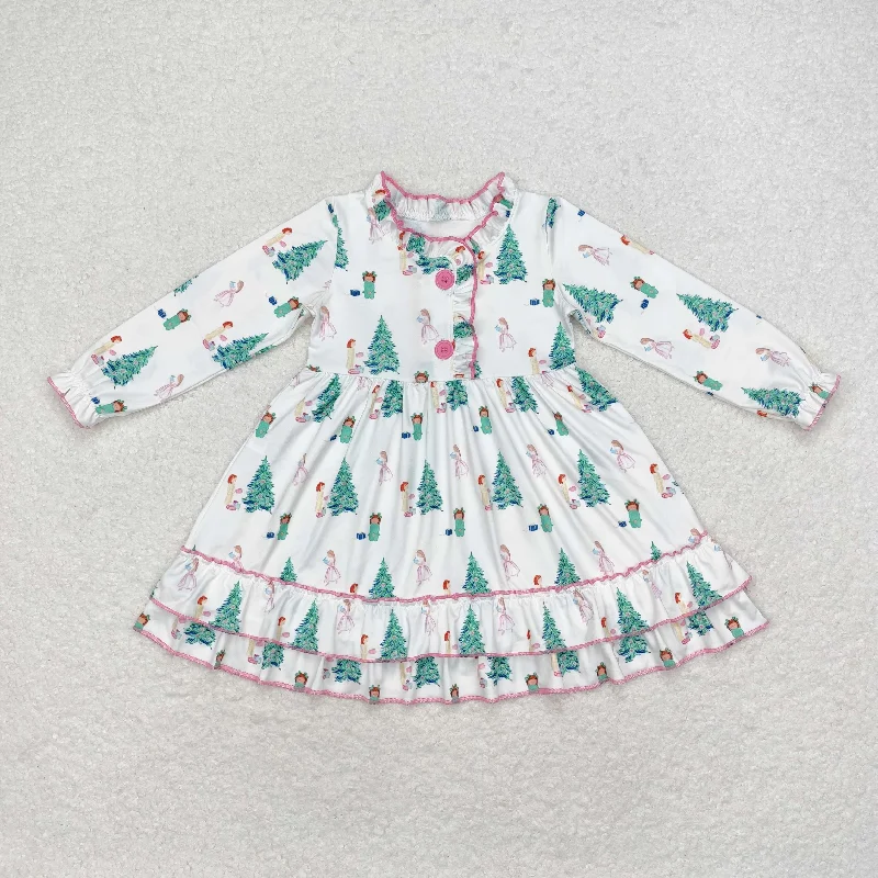 Baby Girl Long Sleeves Christmas Tree Gifts Gown Dress Tunics Sophisticated sleek