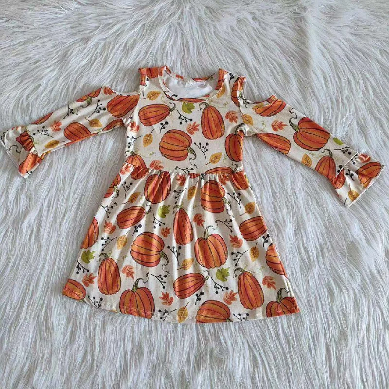 Promotion $5.5/set black Halloween pumpkin girls dress Tunics Stylish modern