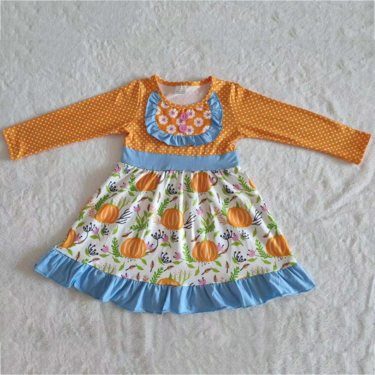 Promotion $5.5/set black Halloween pumpkin girls dress Tunics Essential wardrobe