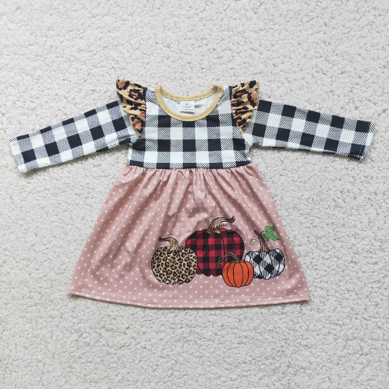 Promotion $5.5/set black and white Halloween pumpkin girls dress Tunics Bestseller popular