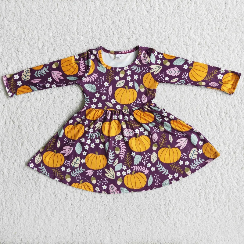 Promotion $5.5/set black Halloween pumpkin girls dress Tunics Cozy comfortable