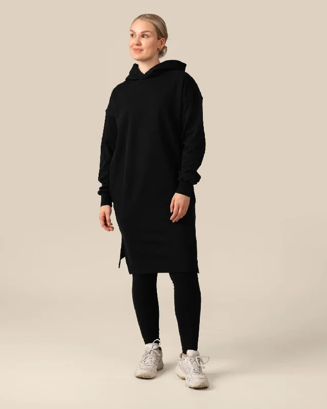 Toive Hoodie Dress Black Tunics Fall fleece